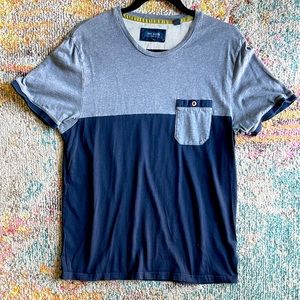 Ted Baker Grey and Navy Colorblock Tee Shirt with Pocket size Large (4)